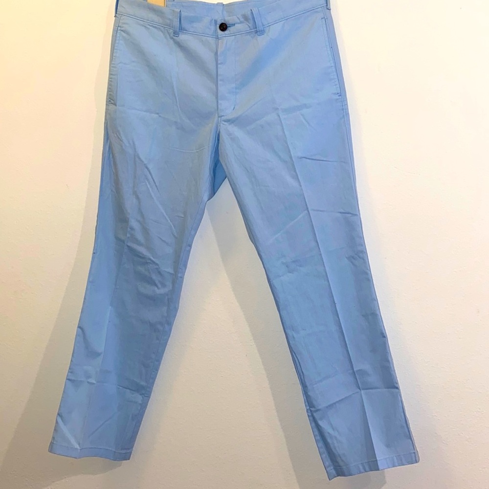 Hagger Mens Vintage Poplin Classic Fit Pants 36 x 32 Light Blue